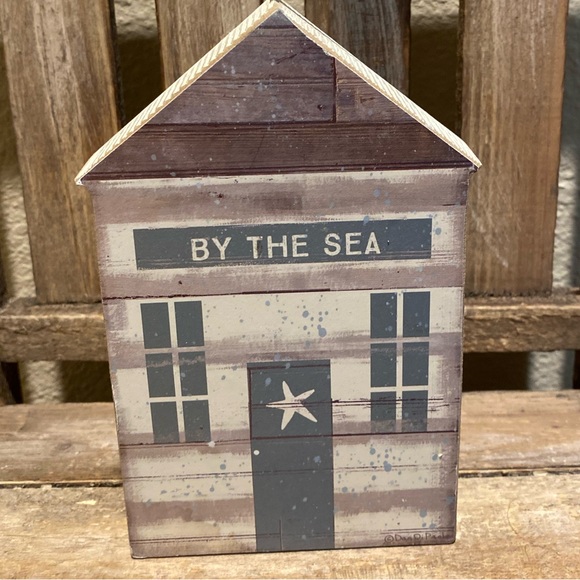 By The Sea Wood Sign, Beach House Decor For Tier Trays, Beach Tabletop Sign - Picture 4 of 11